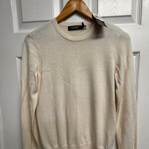 Woman Lauren Ralph Lauren Black Label Cream Color cotton sweater. Sz Petite Med